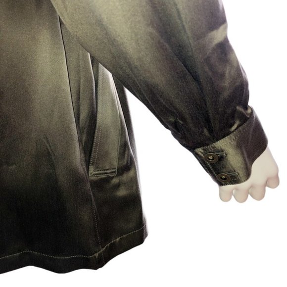 Relative Pi 100% Silk Utility Shirt Jacket in Olive Green | Size L | $395 MSRP - Picture 9 of 15